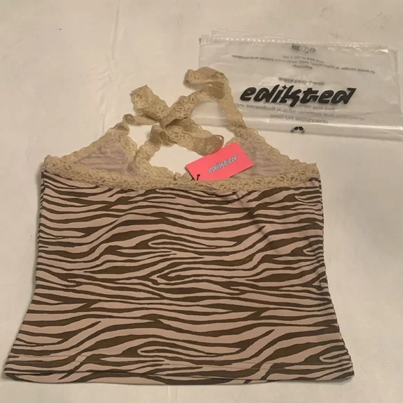 Edikted Tan & Brown Animal Print Top. Size M. NWT - Picture 4 of 5